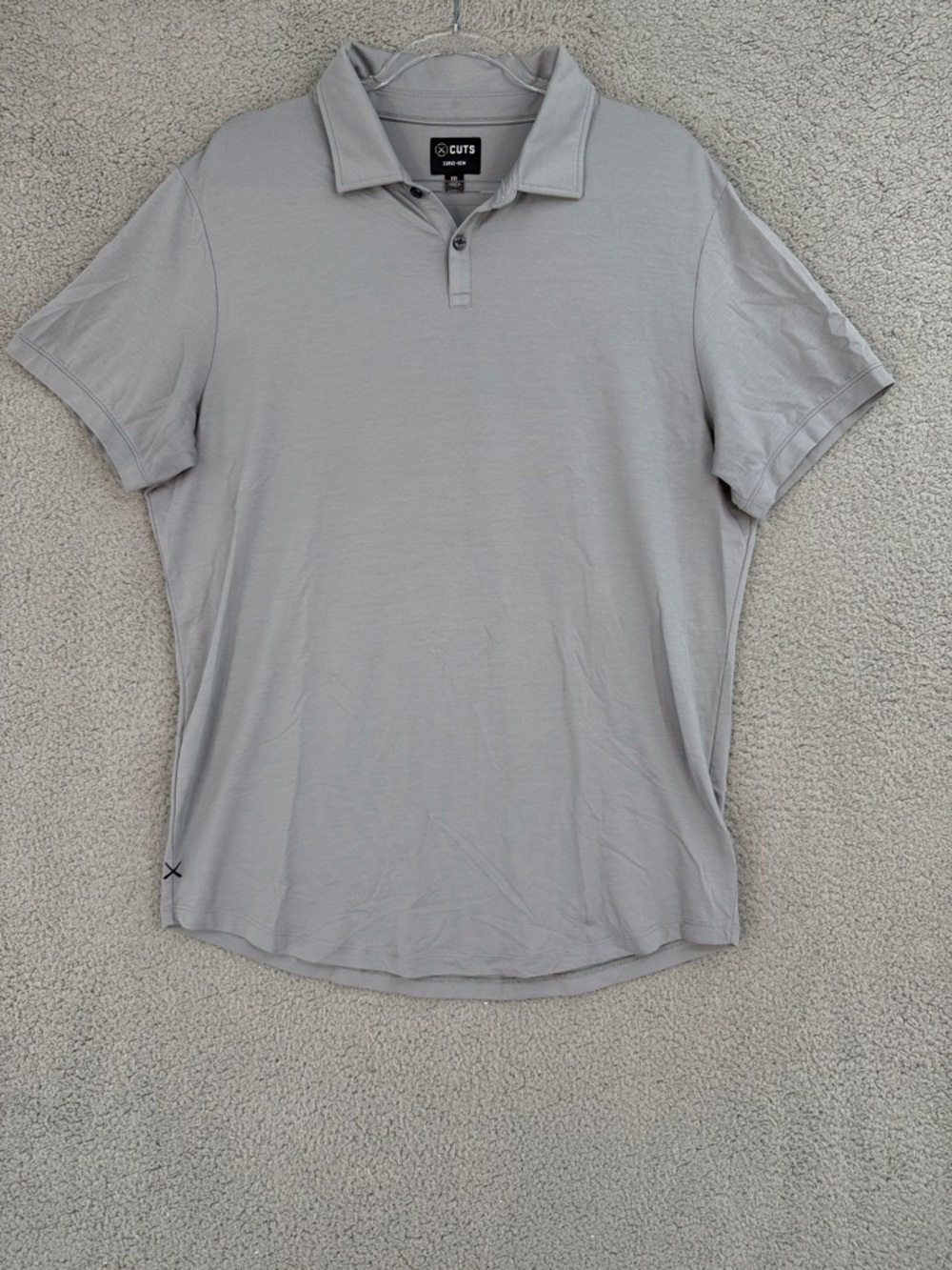 Cuts Men’s 2XL Light Gray Polo Shirt curve-hem Pullover Performance stretch
